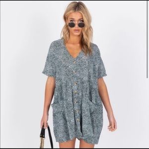 princess polly babydoll green dress size 2